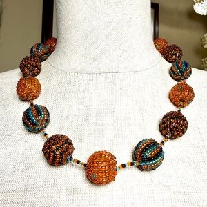Chunky Seed Bead Ball Statement Necklace